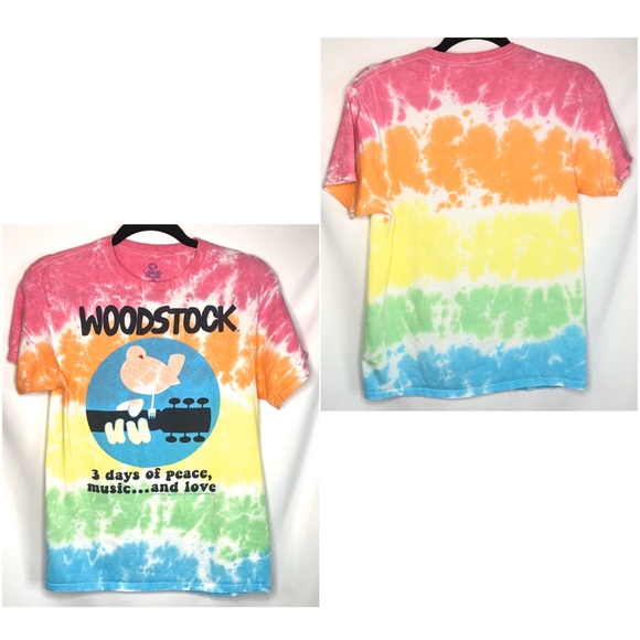 Woodstock boho hippie tie dye short sleeve T-shirt - Picture 2 of 4